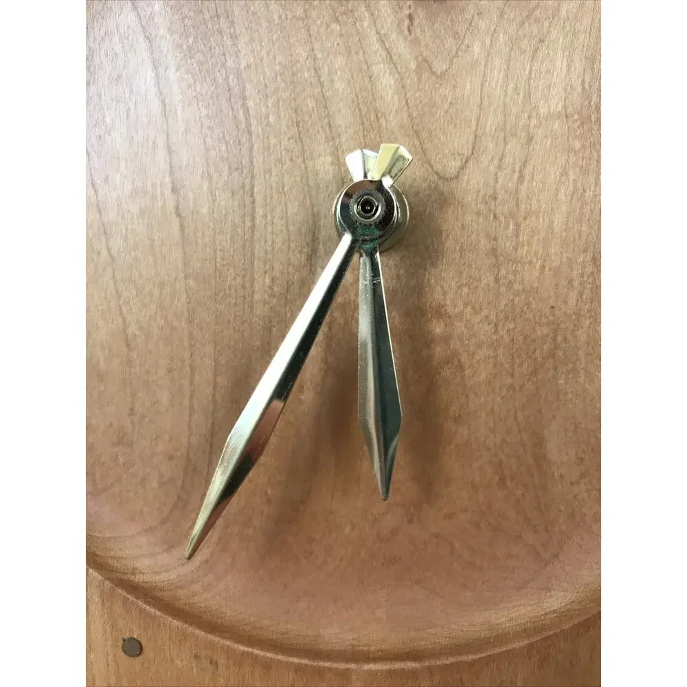 Vtg Mid Century Modern Handmade Handcarved Solid Wooden Wood Maple Brass Clock